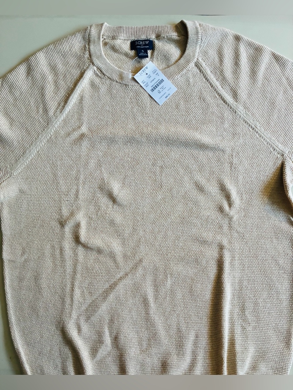 J Crew 100% Cotton Crewneck Sweater (Heather Stone /Small)